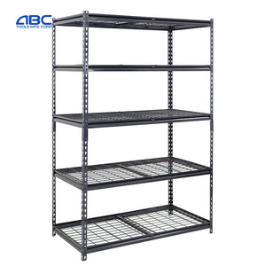 Heavy duty metal steel rivet boltless shelving boltless storage rack with middle cross bar wire shelves