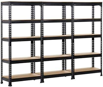 Heavy duty 3 section steel garage shelving racking unit