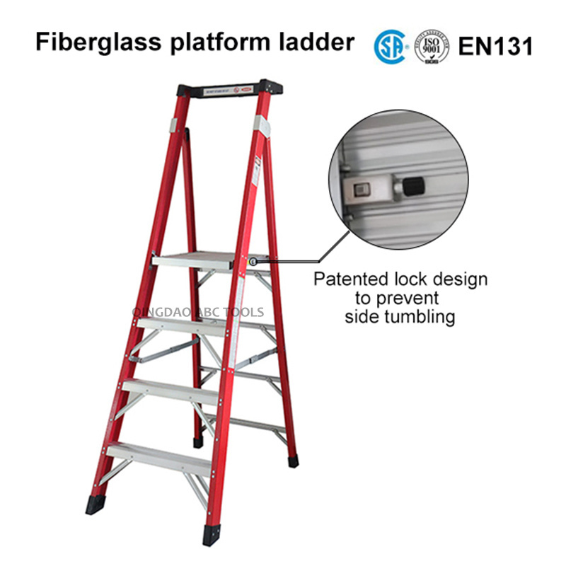 CSA ANSI 3-9 Steps Industrial IA Type Adjustable Fiberglass Frp Step Ladder for Electrician