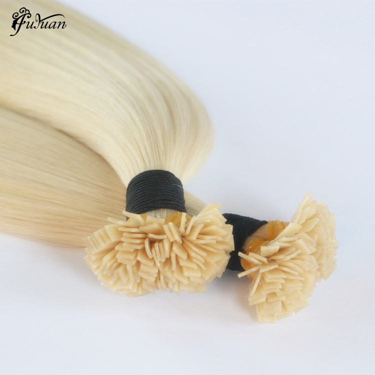 Factory Double Drawn Cuticle Aligned Virgin Russian Remy Hair Italian Keratin Prebonded Flat Tip Human Hair Extension