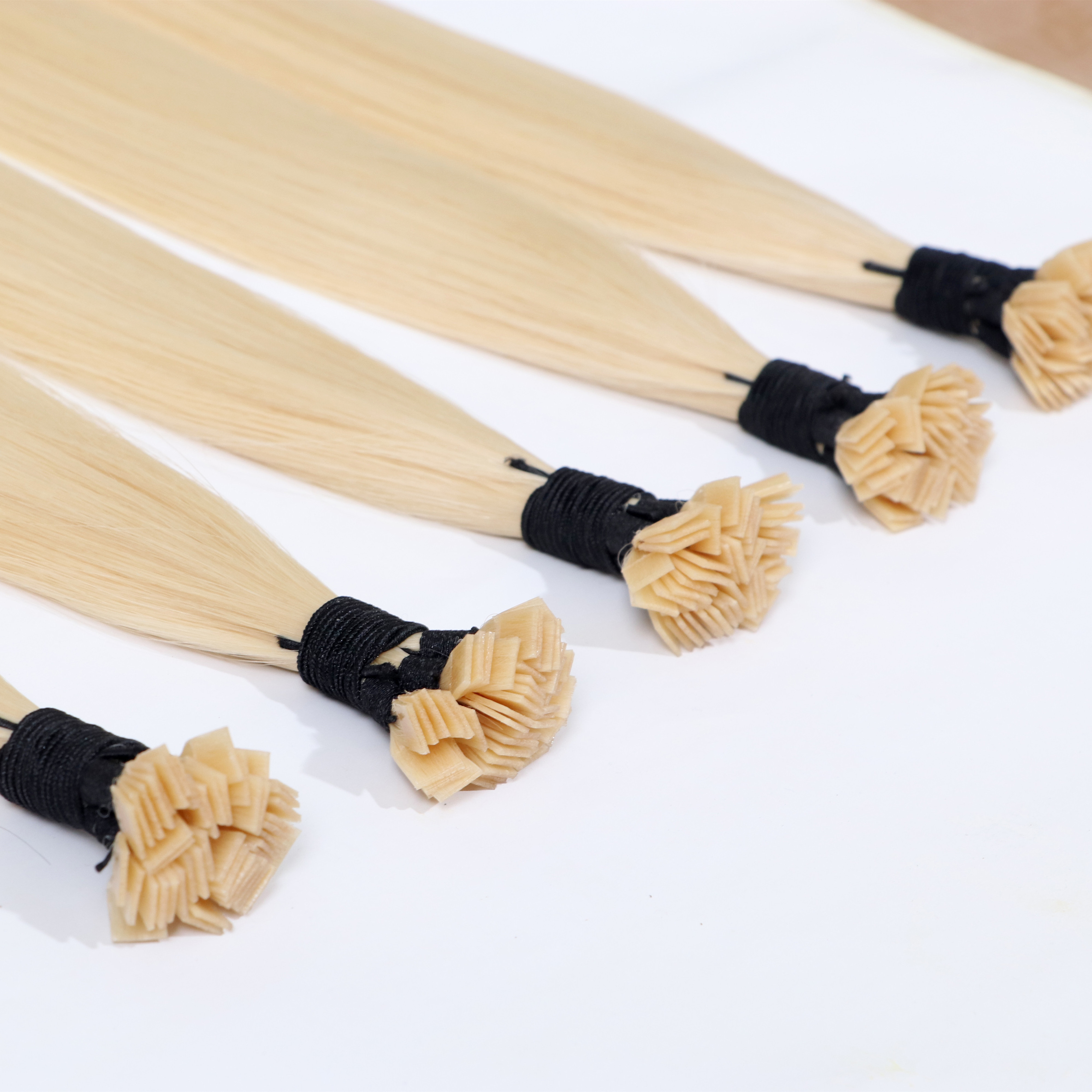 Factory Double Drawn Cuticle Aligned Virgin Russian Remy Hair Italian Keratin Prebonded Flat Tip Human Hair Extension