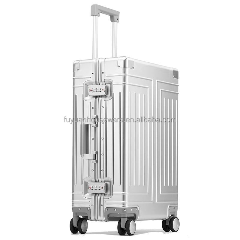 Original top quality all aluminum magnesium alloy luggage large capacity aluminum frame pure metal suitcase password case