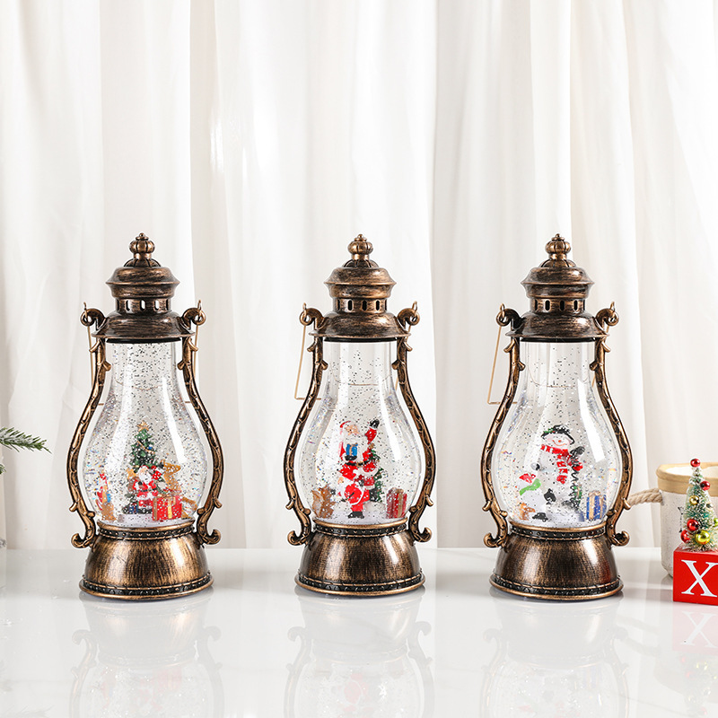 Christmas Snow Globes with Music for Christmas Decorations Gift Glitter Lantern