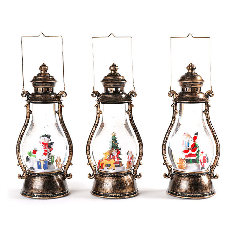 Christmas Snow Globes with Music for Christmas Decorations Gift Glitter Lantern