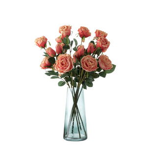 High Quality Artificial Flower Multiple Colors Silk Rose Spray For Home Wedding Decoration