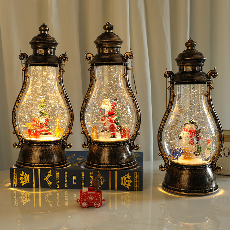 Christmas Snow Globes with Music for Christmas Decorations Gift Glitter Lantern