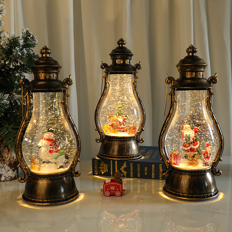 Christmas Snow Globes with Music for Christmas Decorations Gift Glitter Lantern