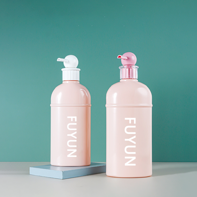 Fuyun New Design Unique Shape 500ml 800ml PET Shampoo Lotion Bottles shower gel bottle with Pump