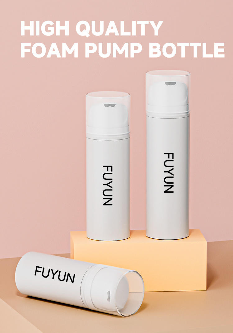 Fuyun Custom Foam Dispenser Bottle 100ml 120ml 150ml PET Face Cleanser Liquid Foaming Mousse Pump Bottle White Foam Bottle