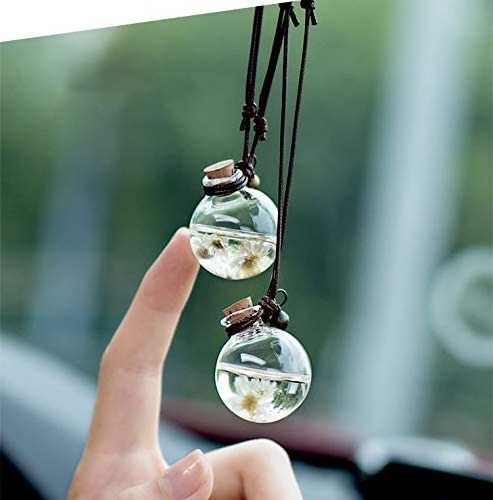 Fuyun Wholesale Empty 10ml Air Freshener Diffuser Wooden Cork Pendant Car Hanging Perfume Bottle with Flower Freshener