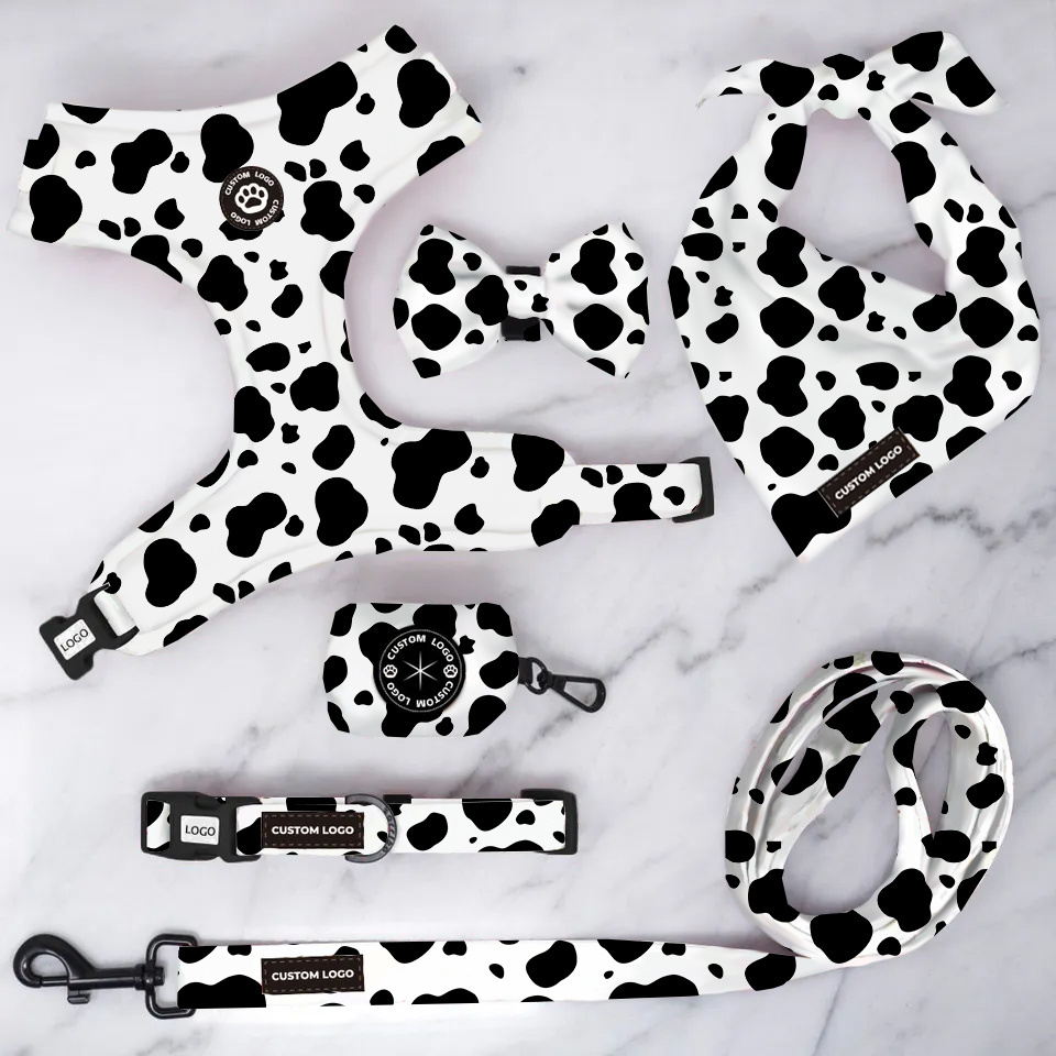 Manufacturers OEM Custom Logo Designer Luxury Neoprene Dog Pet Collars Leashes Harnesses Set Custom Dog Pet Harnesses