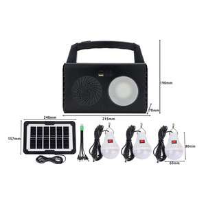 2024 New Trend Solar Indoor Lighting System with 3 Watt Solar Panel FM Radio and Mobile Phone Charging solar lighting kits