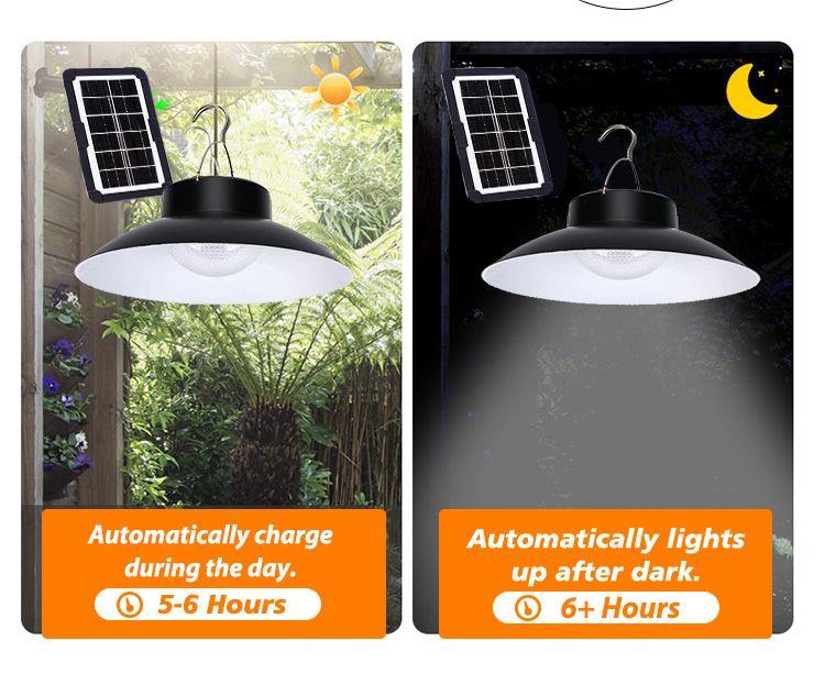 2024 Newest Head Outdoor LED Hanging Solar Shed Lighting Pendant Light, Garden Solar Lights Indoor with Remote Control