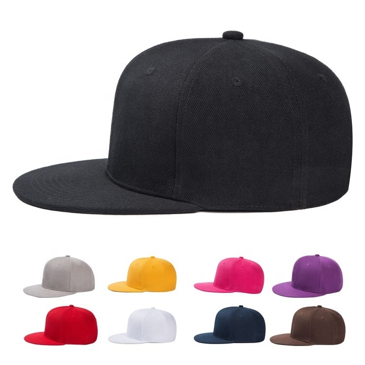 100% polyester acrylic simple 5 panel flat brim custom 3D embroidery blank plain snapback caps with custom logo