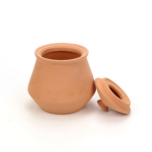 Natrual  terracotta clay yogurt pot with lid