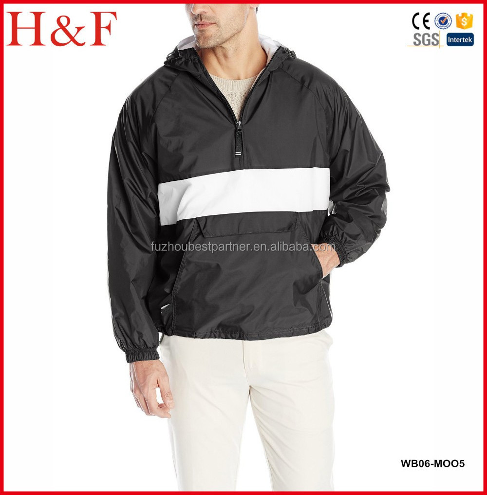 Men's pullover windbreaker jacket with Kangaroo pocket