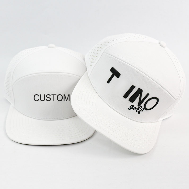 Custom rubber logo snapback gorras cutting perforated hat sports water proof laser cut hole hydro hat