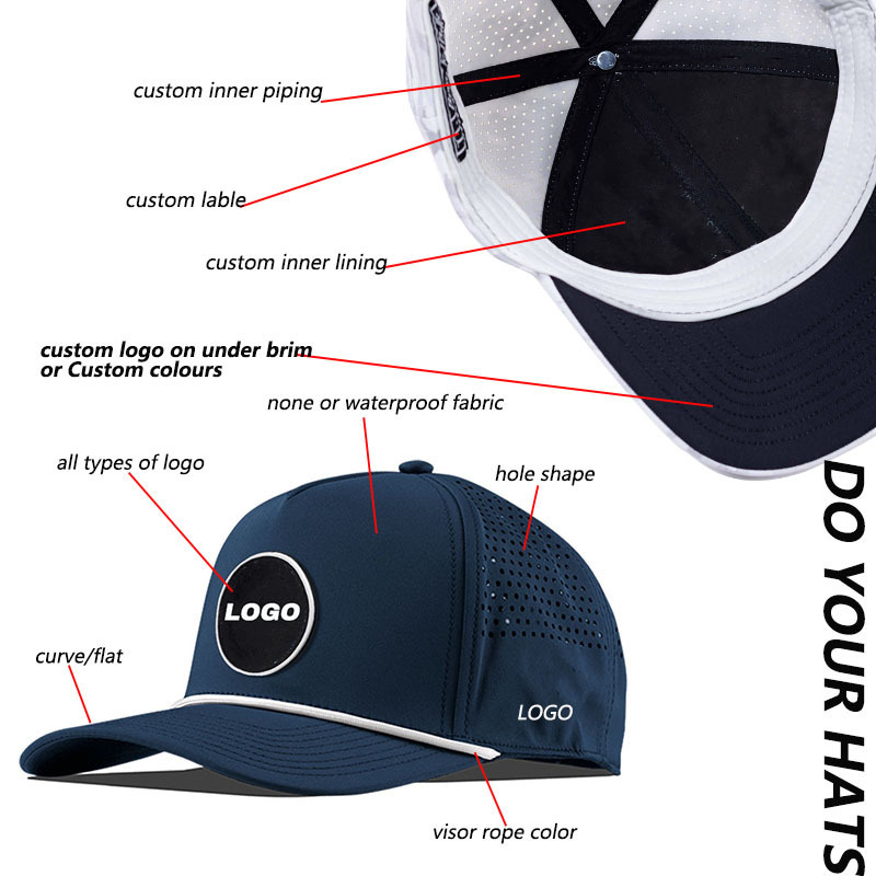 custom logo cut hole perforated hat gorras rope golf truck hats sports snapback truck cap for men