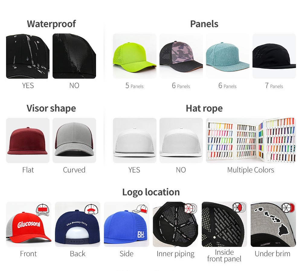 custom logo cut hole perforated hat gorras rope golf truck hats sports snapback truck cap for men