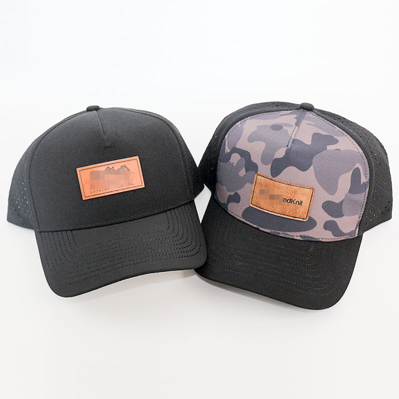 Water resistant hats two tone laser cut blank waterproof snapback hat 5 panel player brick hydro baseball hat