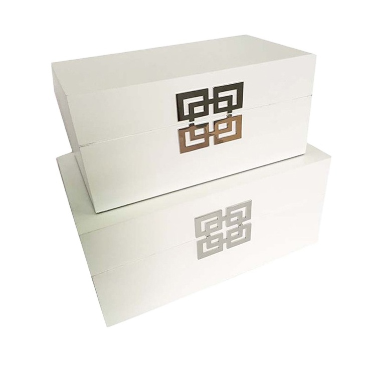 Factory Wholesale High Quality MDF White Lacquer Customizable Logo Storage Boxes Luxury Wooden Gift Box