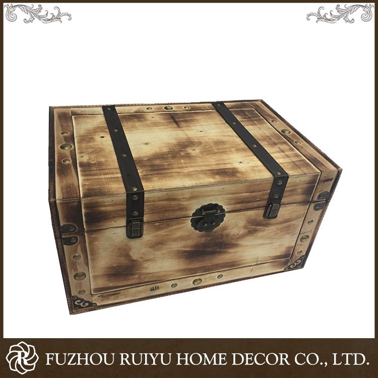 Wholesale custom OEM handmade wooden home storage trunks decorative chests luxury wooden boxes with lids