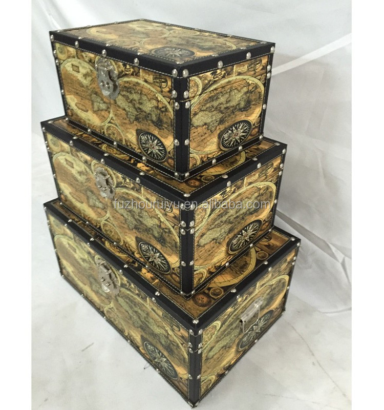 Antique china product OEM wood storage trunk, decorative wooden trunks for sale