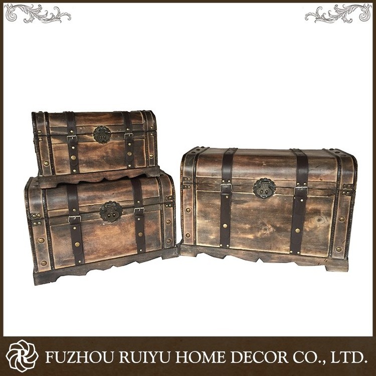 Wholesale custom OEM handmade wooden home storage trunks decorative chests luxury wooden boxes with lids