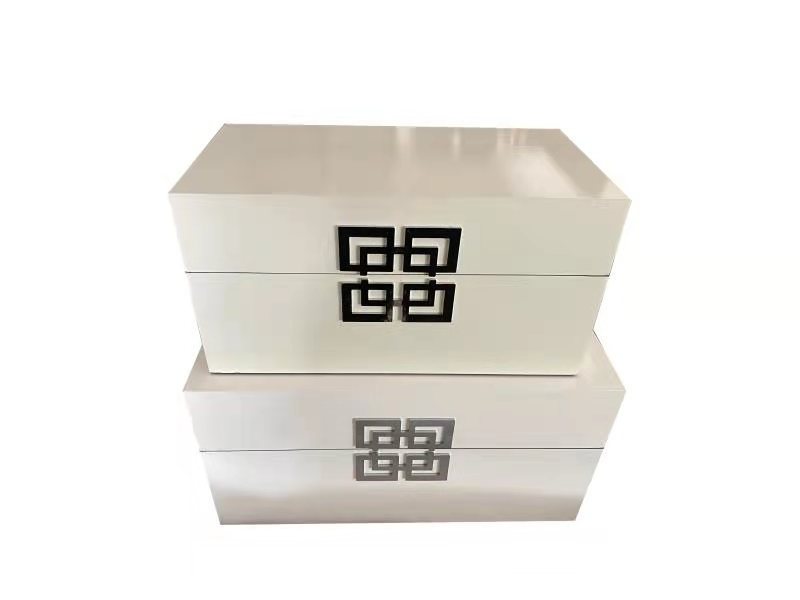 Factory Wholesale High Quality MDF White Lacquer Customizable Logo Storage Boxes Luxury Wooden Gift Box