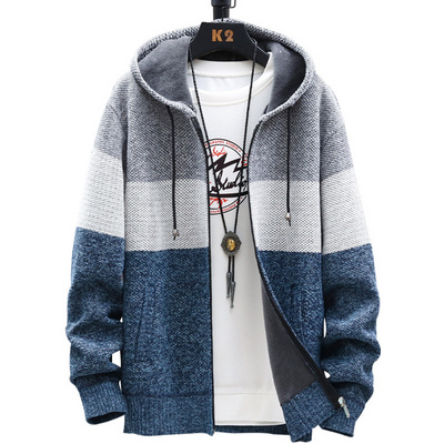 Knit Hooded Cardigan Sweaters Crew Neck Men Knitwear Winter Knitted Hoodie Sweater 2023 Long Sleeve Casual