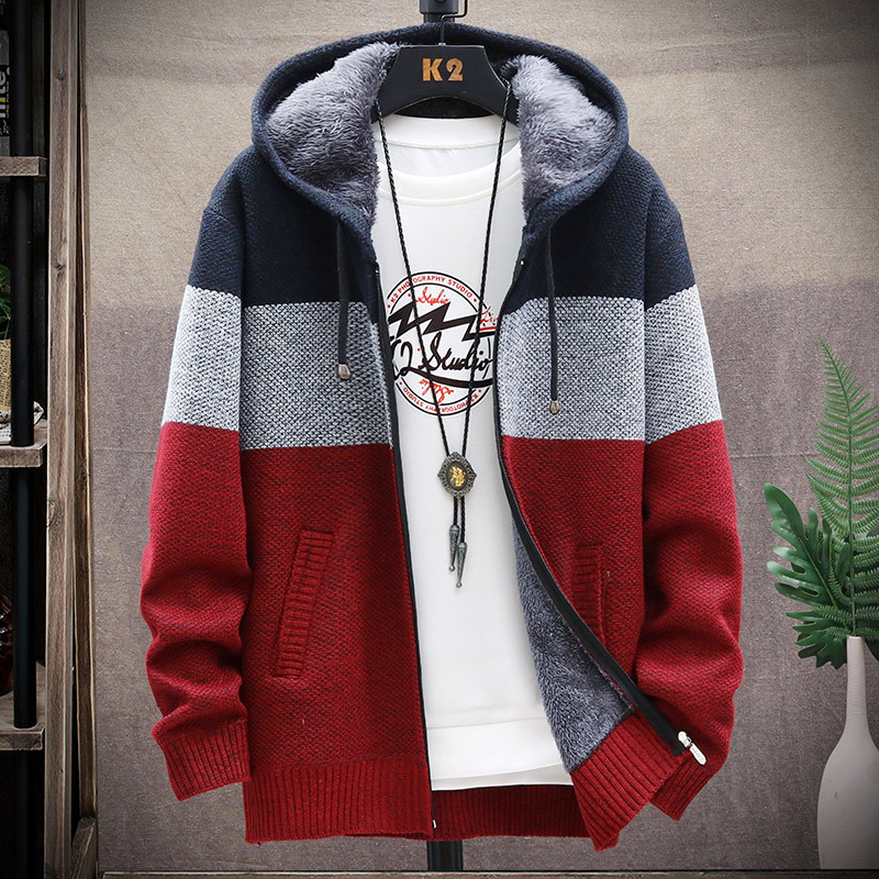 Knit Hooded Cardigan Sweaters Crew Neck Men Knitwear Winter Knitted Hoodie Sweater 2023 Long Sleeve Casual