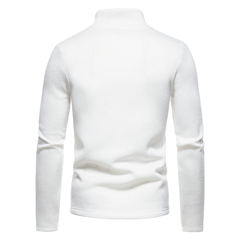 New European and American placket zipper design solid color turtleneck bottoming shirt cropped plus size mens hoodies