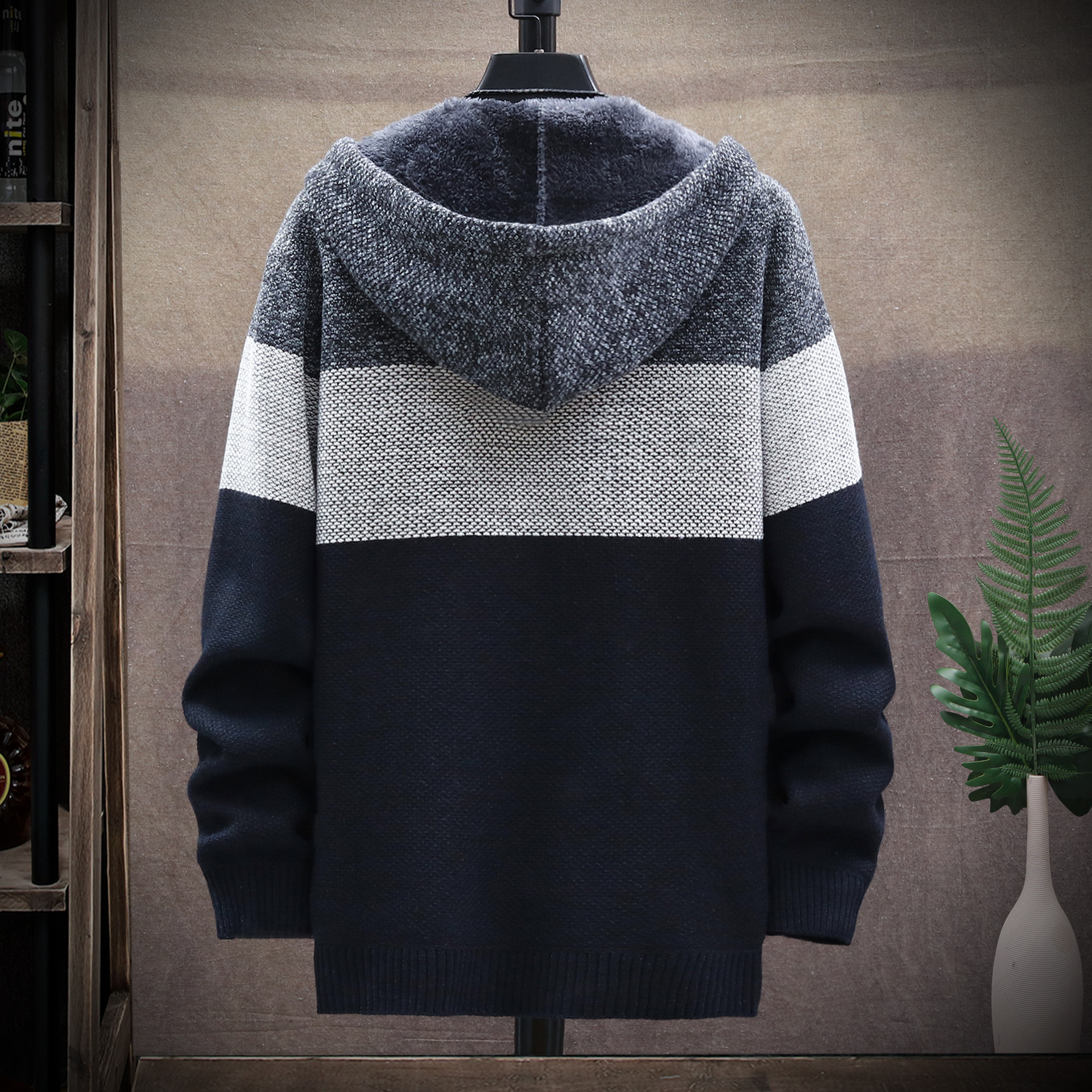 Knit Hooded Cardigan Sweaters Crew Neck Men Knitwear Winter Knitted Hoodie Sweater 2023 Long Sleeve Casual