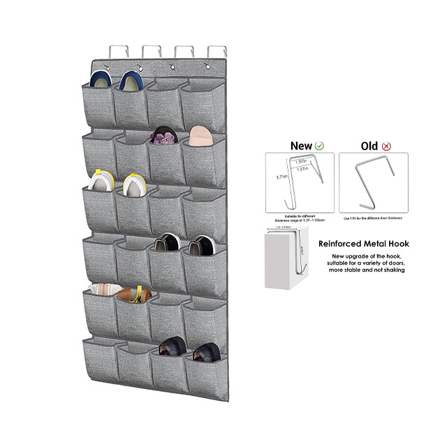 Hanging Shoe Organizer Hanging Shoe Rack Storage Holder with 24 Extra Large Fabric Pockets for Closet