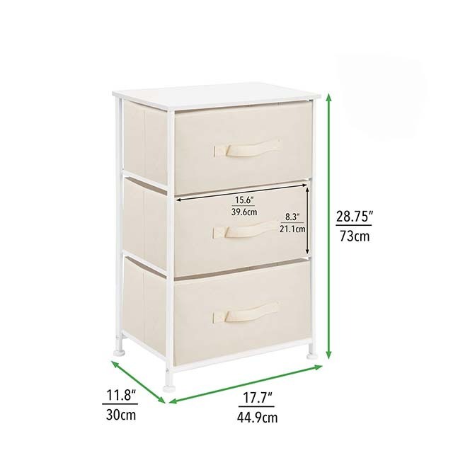 Home Storage Dresser Tower Unit with 3 Removable Fabric Drawers for Bedroom