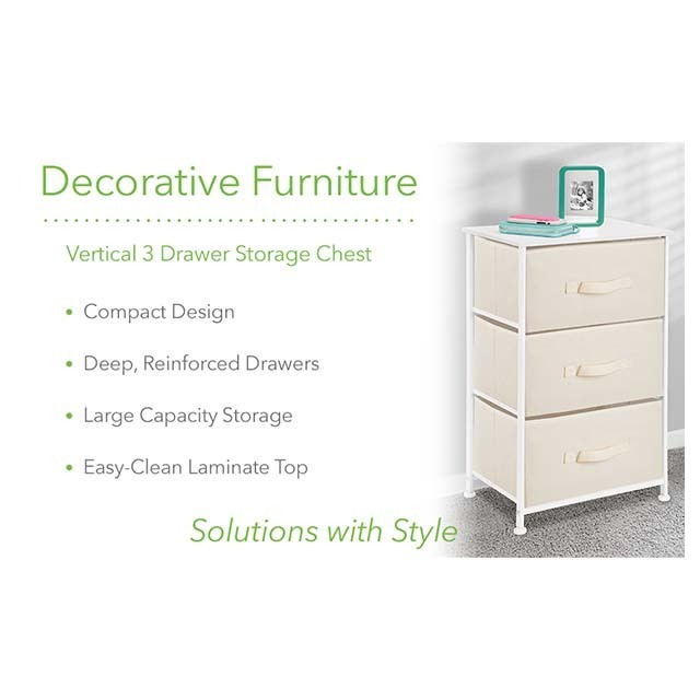 Home Storage Dresser Tower Unit with 3 Removable Fabric Drawers for Bedroom