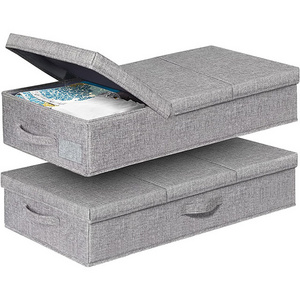 Foldable  linen Organizers Waterproof Bed Bottom Large capacity Storage Box with lid and 3 fabric handle  for Blankets clothing