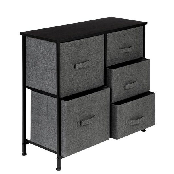 Home  5 Drawer Fabric Storage Chest  Tall Dresser Storage Tower