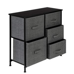 5 Drawer metal Frame Dresser Storage Tower Cabinet Home Organizer With Fabric Drawers Box