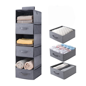 Hanging Closet Organizer With 2 Drawers And 1 Underwear Drawer Foldable Closet Hanging Shelves Hanging Clothes Storage Box