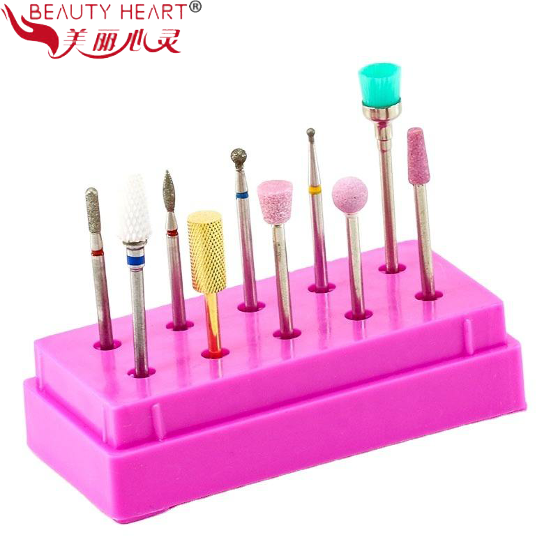 BEAUTY HEART Professional Nail Art Kit 10Pcs Ceramic Grinding Head Carbide Bit Wood Carving And Jade Carving Nail Polishing Tool