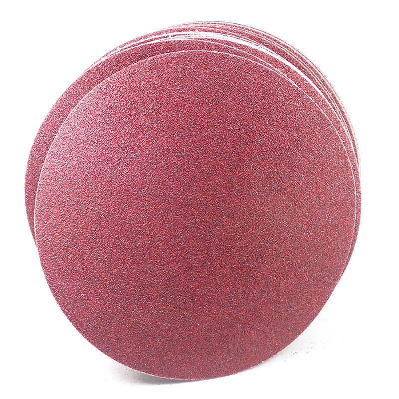 Round red sandpaper 8-inch self-adhesive brushed flocking sandpaper is used for polishing and sanding automobile metal and wood