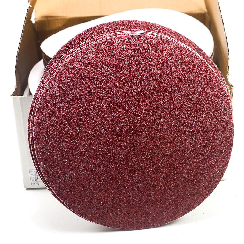 Round red sandpaper 8-inch self-adhesive brushed flocking sandpaper is used for polishing and sanding automobile metal and wood