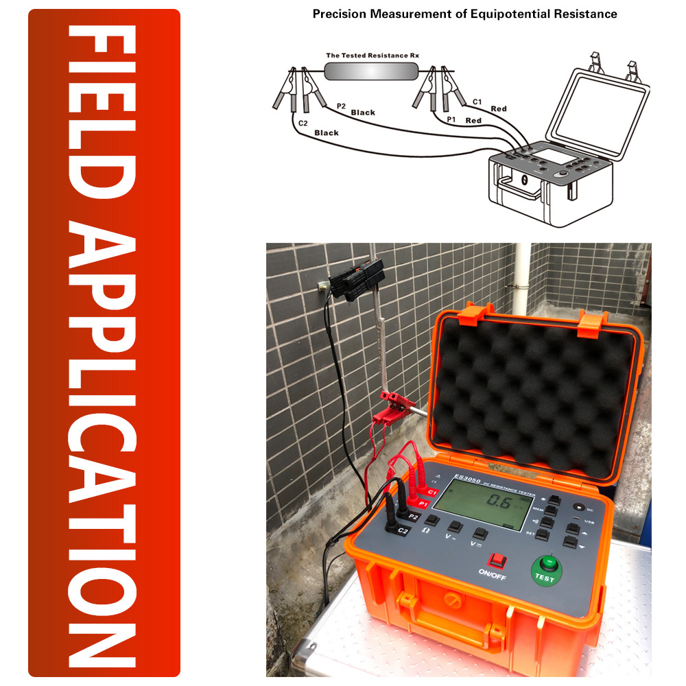 ES3050 Micro Ohmmeter 0.001ohm~30kohm DC Resistance Meter  Equipotential resistance tester