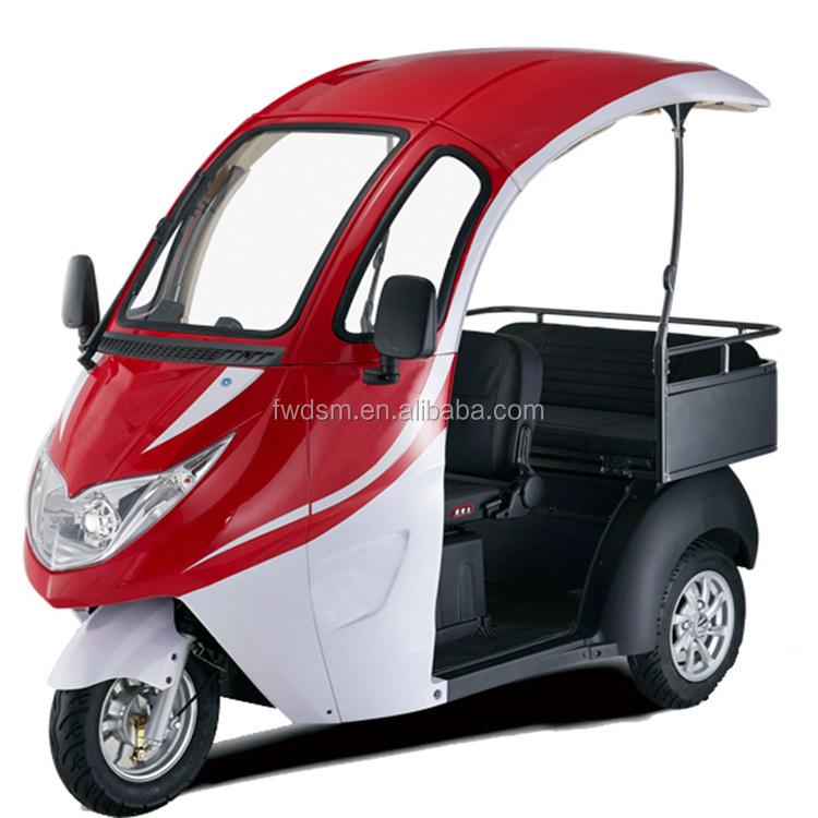 Semi-closed 60V 32Ah 3 wheel electric scooter with passenger seat