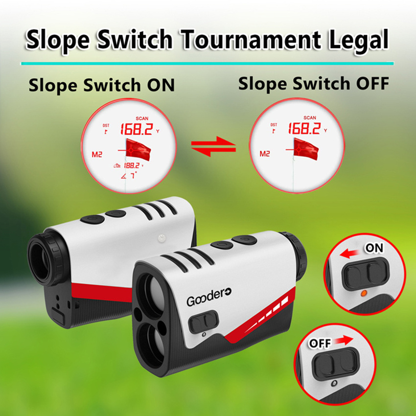 Goodero Dual display Pinseeker with Visual vibration Golf Rangefinder with magnetic strip golf laser range finder