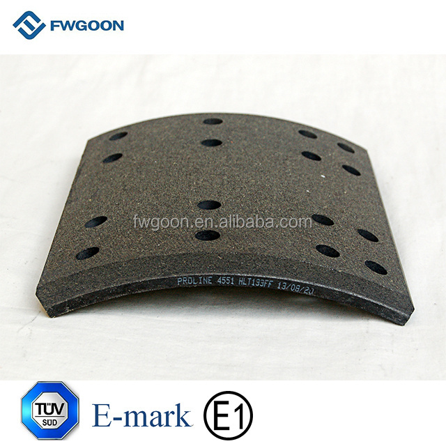 Non-asbestos material 4551 truck brake lining free sample good quality