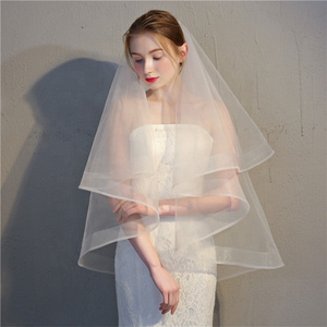 Custom Made Ruffles Short Bridal Wedding Veil Wholesale Accessories cheap