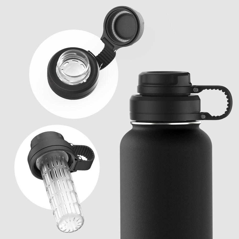 High Quality Flask 304 Stainless Steel Vacuum Insulated Water Bottle Flask Thermos With 2 Lids