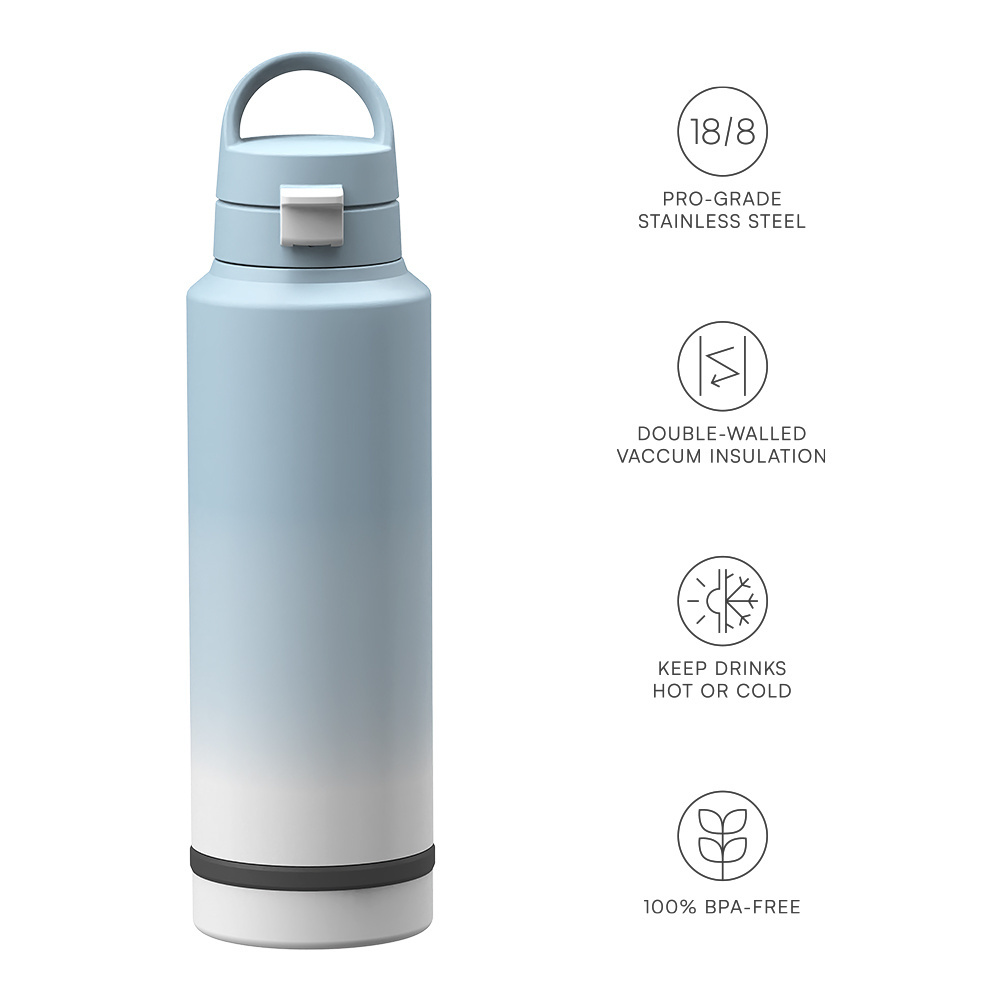 Eco-friendly BPA free Metal Stainless Steel Water Bottle Custom Logo Metal Sport Insulated Flask Bottles with Bottom Storage